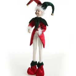 Green and Red Elf Standing Christmas Ornament Outlet