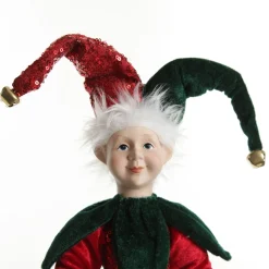 Green and Red Elf Standing Christmas Ornament Outlet