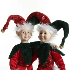Green and Red Elf Standing Christmas Ornament Outlet