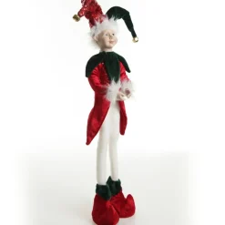 Green and Red Elf Standing Christmas Ornament Outlet