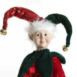 Green and Red Elf Standing Christmas Ornament Outlet