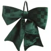 Green Checked Padded Velour Bow Best Sale