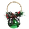 Green Christmas Bell Door Hanger with Black Buffalo Check Bow Store