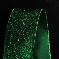 Green Sparkle Glitter Ribbon Wired Edge - 6.3cm Hot