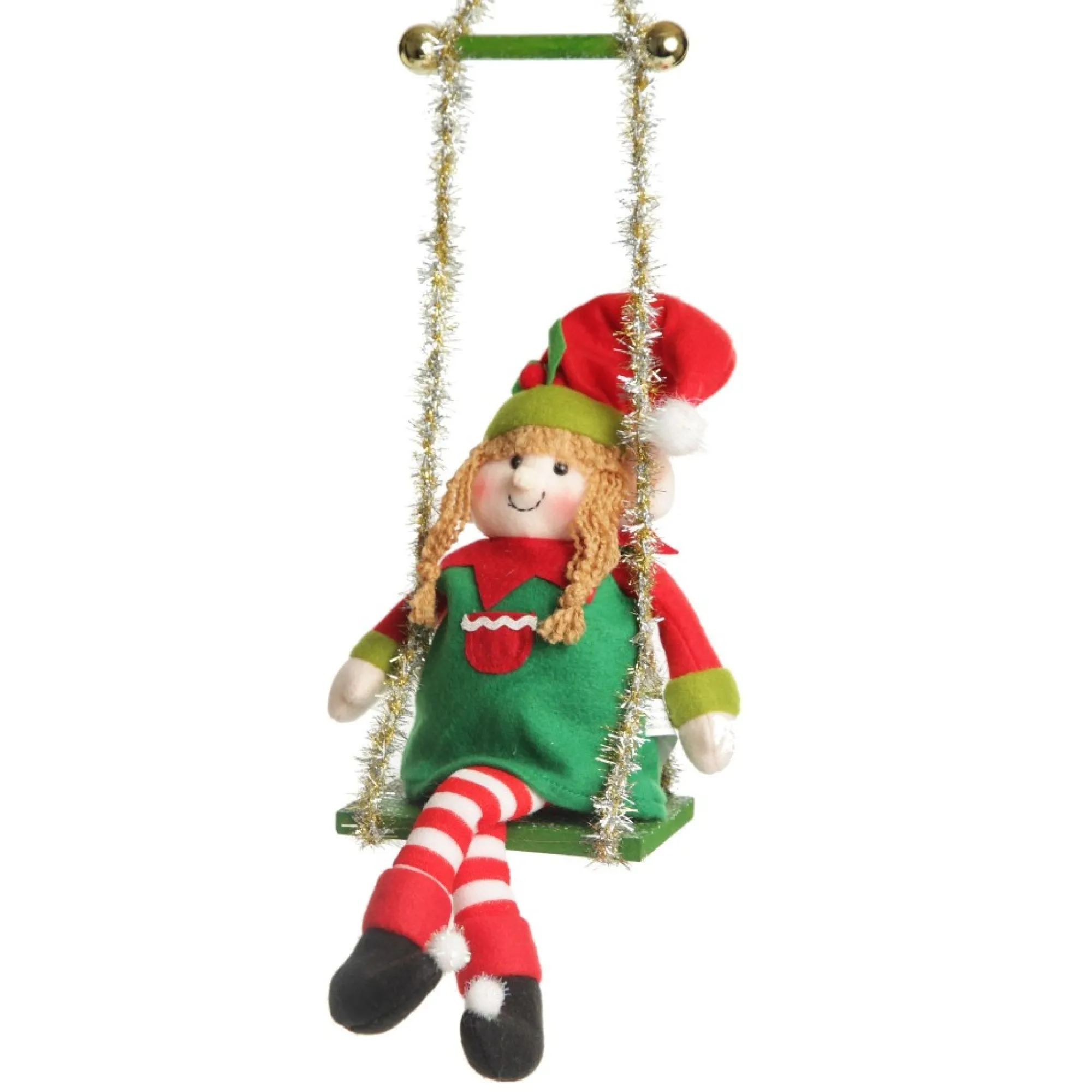 Green Tinsel Christmas Swing Ornament - Single Seat Best Sale