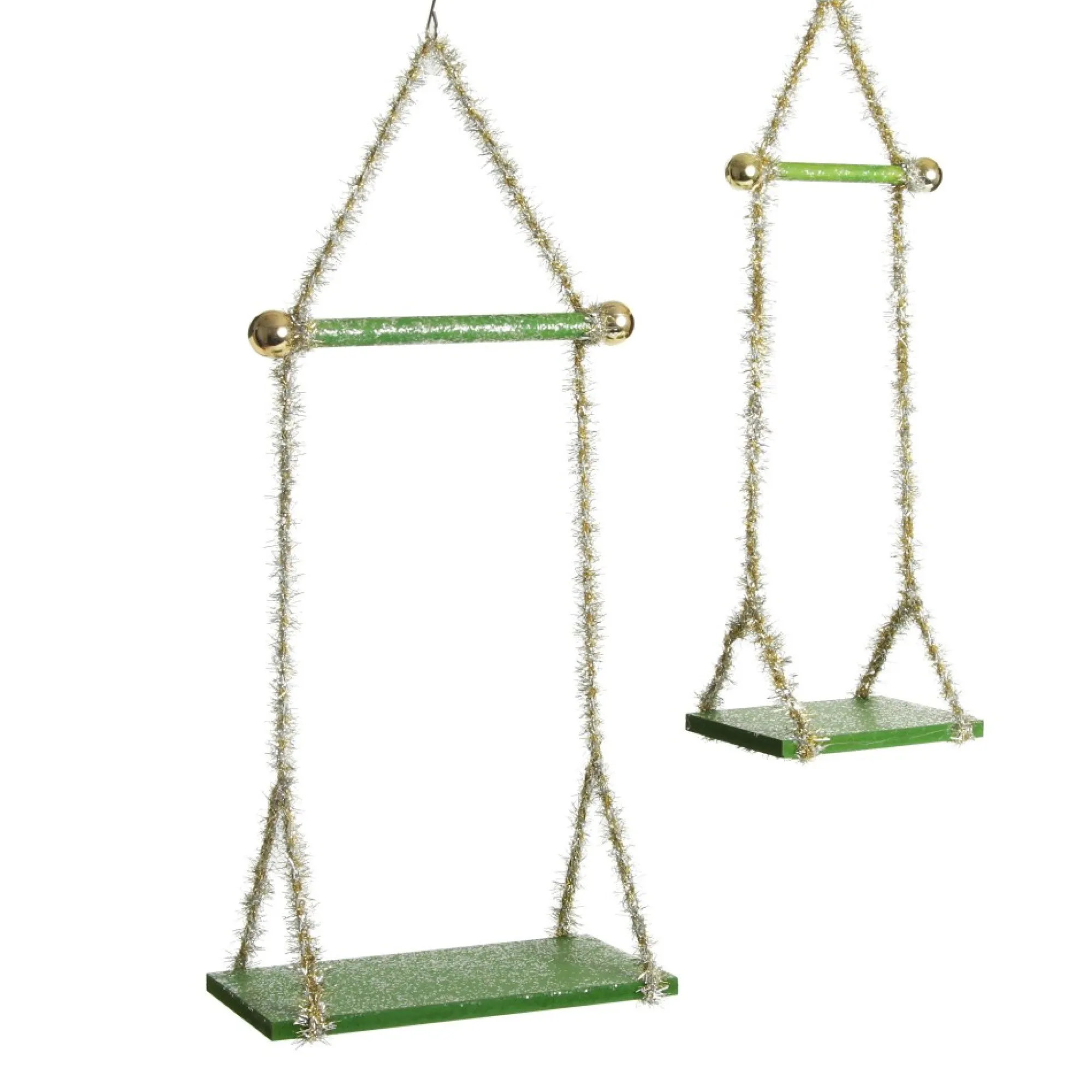 Green Tinsel Christmas Swing Ornament - Single Seat Best Sale
