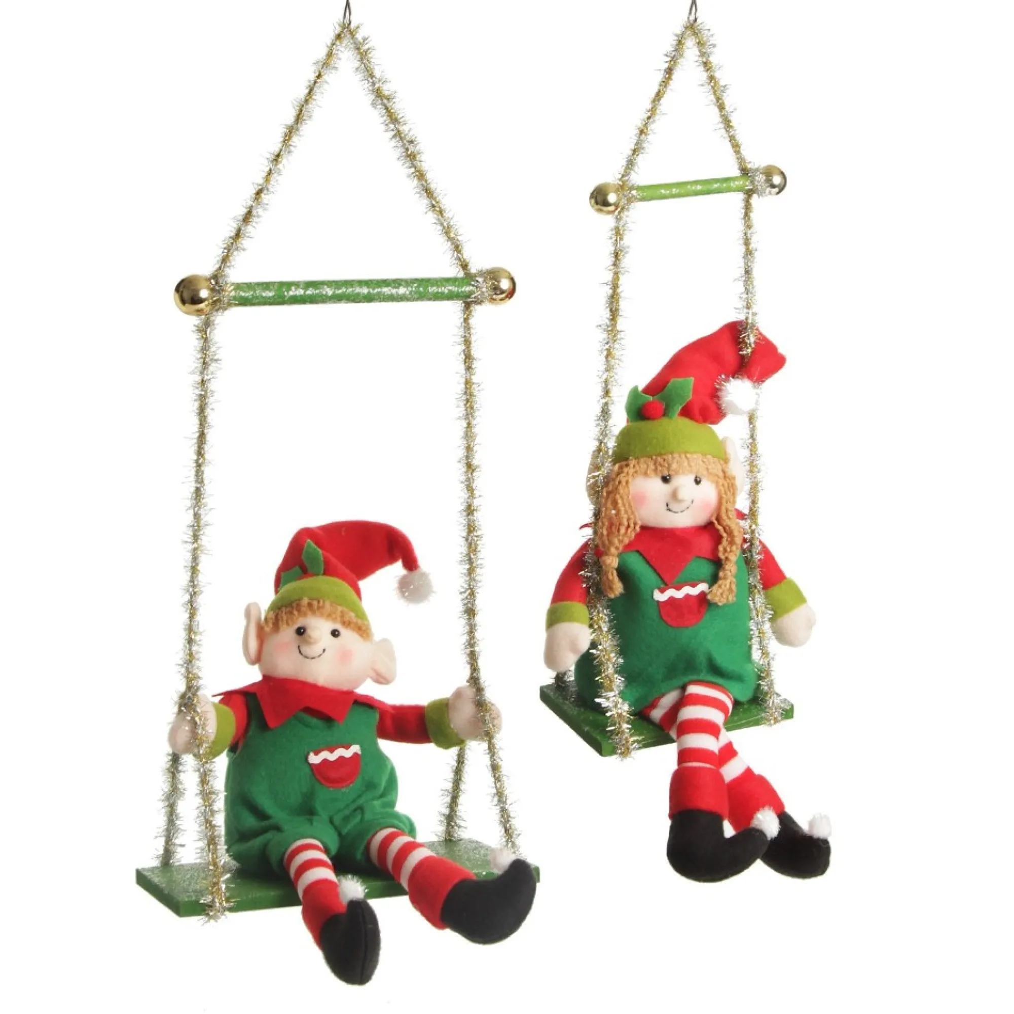Green Tinsel Christmas Swing Ornament - Single Seat Best Sale