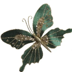 Green Velour and Glitter Butterfly Clip Discount