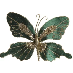 Green Velour and Glitter Butterfly Clip Discount