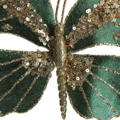 Green Velour and Glitter Butterfly Clip Discount