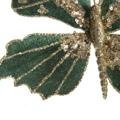 Green Velour and Glitter Butterfly Clip Discount