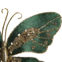 Green Velour and Glitter Butterfly Clip Discount