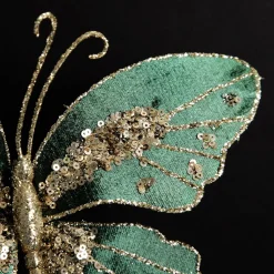 Green Velour and Glitter Butterfly Clip Discount