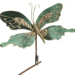 Green Velour and Glitter Butterfly Clip Discount