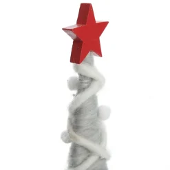 Grey and White Woolen Christmas Tree with Red Star New