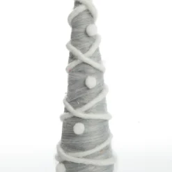 Grey and White Woolen Christmas Tree with Red Star New