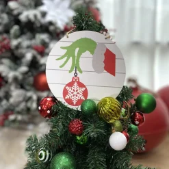 Grinch Holding Bauble Christmas Sign Sale