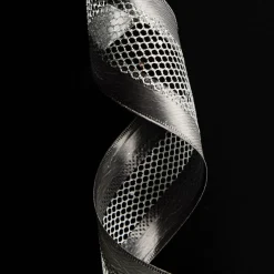 Gunmetal Grey Mesh with Satin Edge Wired Christmas Ribbon New