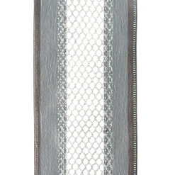 Gunmetal Grey Mesh with Satin Edge Wired Christmas Ribbon New