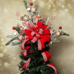 Ho Ho Ho Deluxe Tree Topper Bow with Streamers Discount