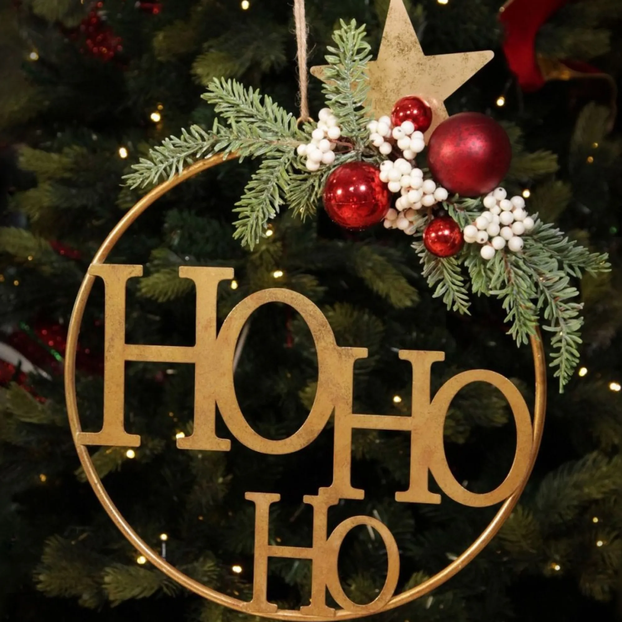Ho Ho Ho Metal Hoop with Florals Sale