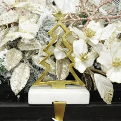 Hollow Raw Gold Tree Christmas Stocking Hanger with Quartz Base Best