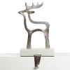 Hollow Raw Silver Reindeer Christmas Stocking Hanger with Quartz Base Discount