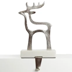 Hollow Raw Silver Reindeer Christmas Stocking Hanger with Quartz Base Discount