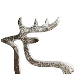 Hollow Raw Silver Reindeer Christmas Stocking Hanger with Quartz Base Discount