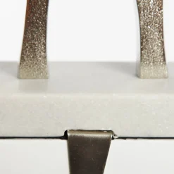 Hollow Raw Silver Reindeer Christmas Stocking Hanger with Quartz Base Discount