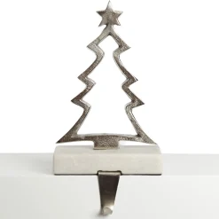 Hollow Raw Silver Tree Christmas Stocking Hanger with Quartz Base Cheap
