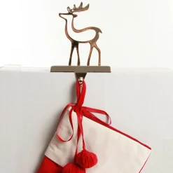 Hollow Rose Gold Reindeer Christmas Stocking Hanger Discount