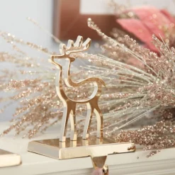 Hollow Rose Gold Reindeer Christmas Stocking Hanger Discount