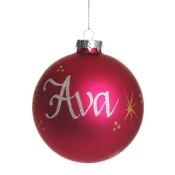 Hot Pink Glass Personalised Christmas Bauble Cheap