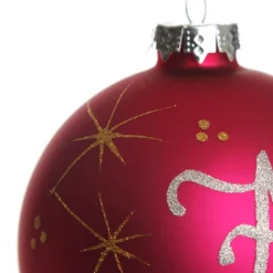 Hot Pink Glass Personalised Christmas Bauble Cheap