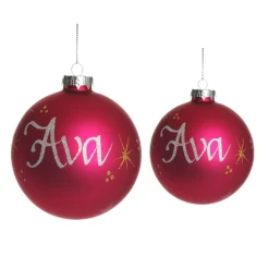 Hot Pink Glass Personalised Christmas Bauble Cheap