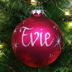 Hot Pink Glass Personalised Christmas Bauble Cheap