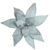Ice Blue Glitter Poinsettia Flower Clip Cheap