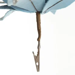 Ice Blue Glitter Poinsettia Flower Clip Cheap