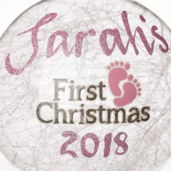 Icicle Glass Personalised Christmas Bauble - Pink First Christmas Flash Sale