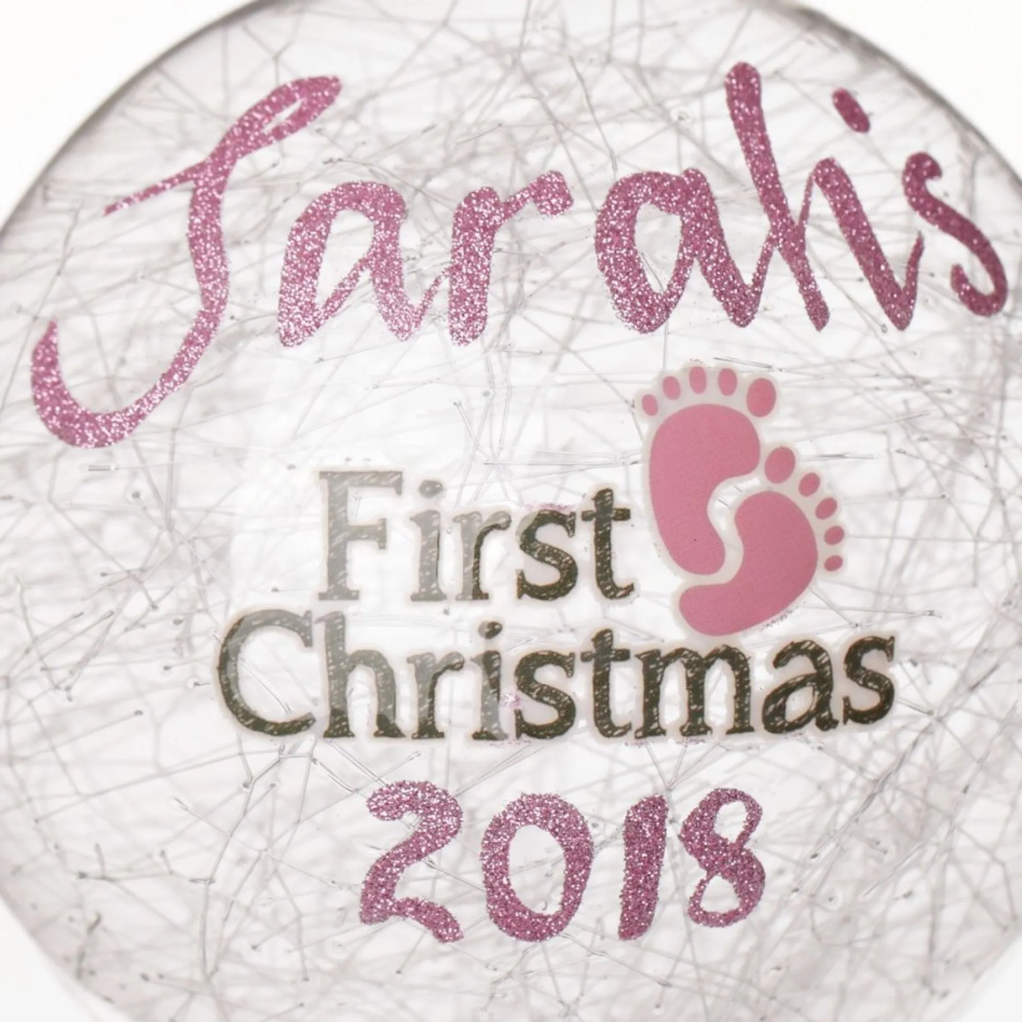 Icicle Glass Personalised Christmas Bauble - Pink First Christmas Flash Sale