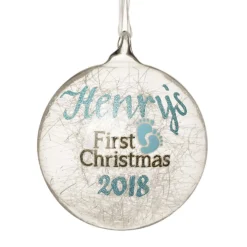 Icicle Glass Personalised Christmas Bauble - Blue First Christmas Store