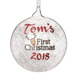 Icicle Glass Personalised Christmas Bauble - First Christmas Reindeer Fashion