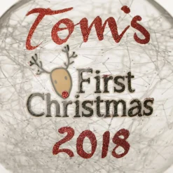 Icicle Glass Personalised Christmas Bauble - First Christmas Reindeer Fashion