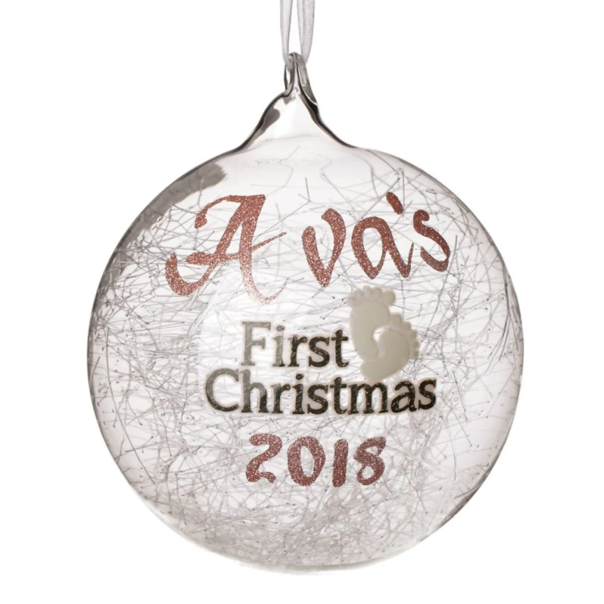 Icicle Glass Personalised Christmas Bauble - First Christmas Hot