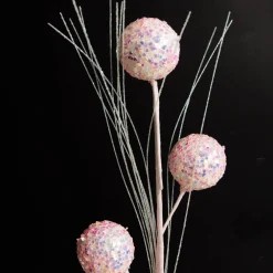 Iridescent Baby Pink Sequin Christmas Ball Trio Pick Shop