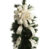 Ivory and Gold Glitter Deluxe Tree Topper Bow with Streamers Clearance