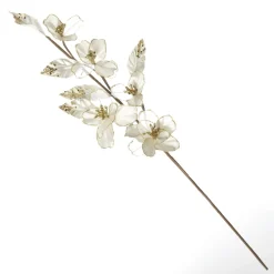 Ivory Flower Blossom Stem with Gold Glitter Discount