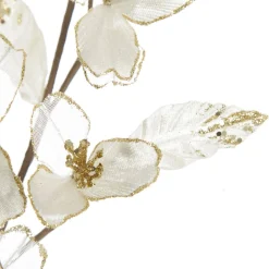 Ivory Flower Blossom Stem with Gold Glitter Discount