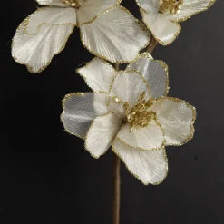 Ivory Flower Blossom Stem with Gold Glitter Discount